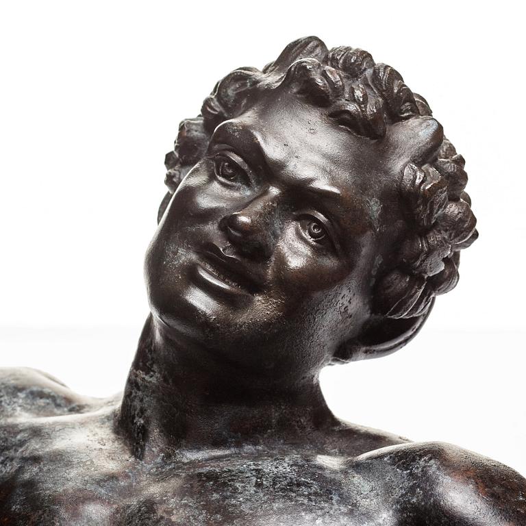 SCULPTURE, probably Italy 18th Century. Satyr with cymbals.