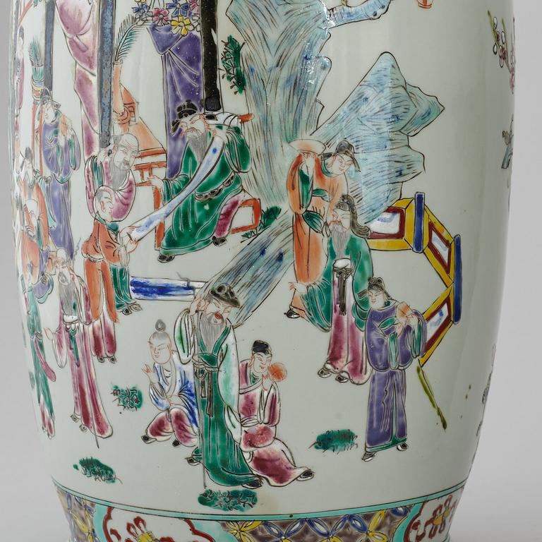 A pair of famille rose floor vases, 20th century.