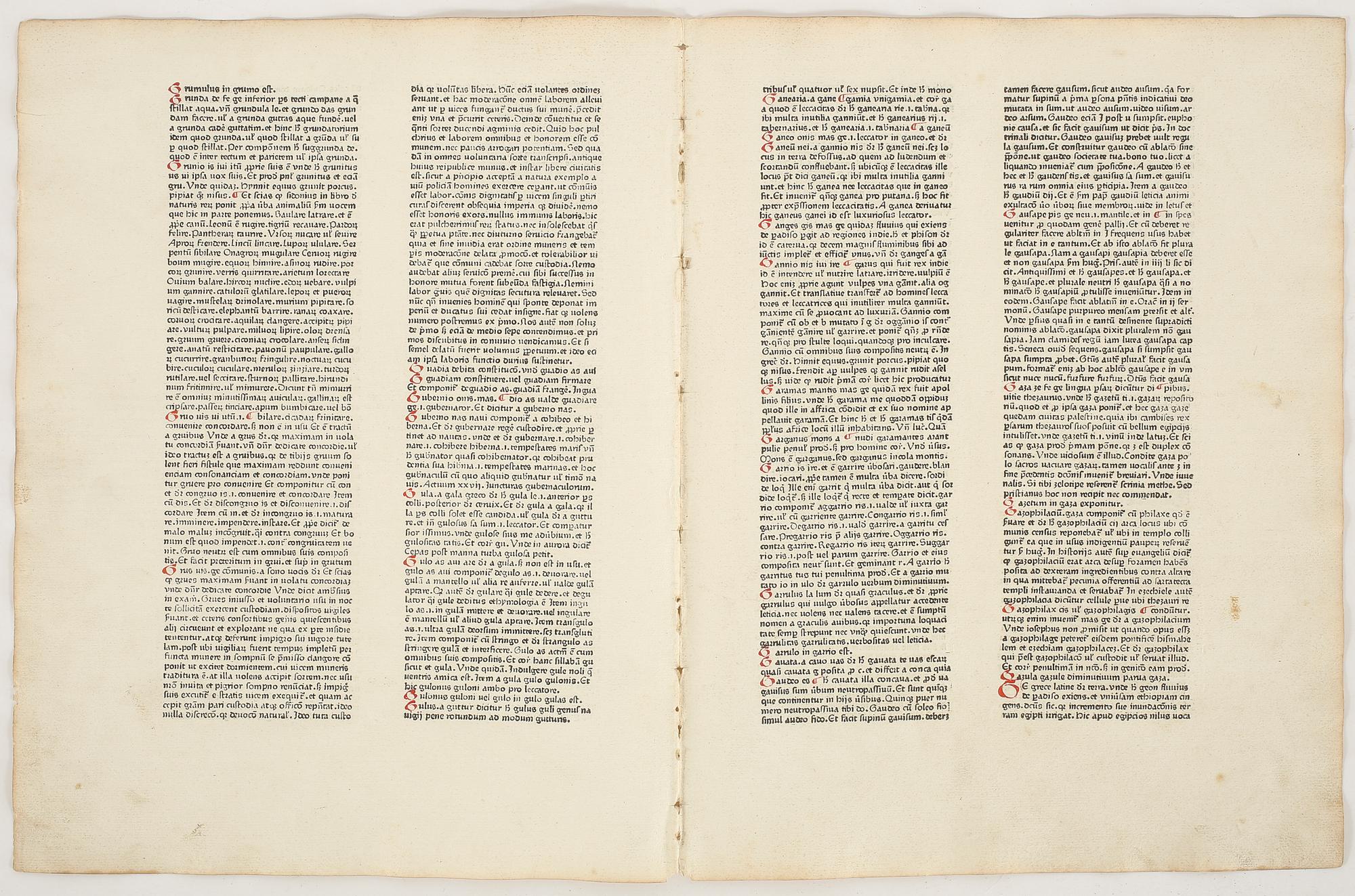 GUTENBERG AND CATHOLICON OF 1460 MED ORIGINALBLAD, New York 1936 resp Mainz 1460.