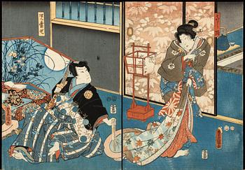 JAPANSKA TRÄSNITT 4 st diptyker.