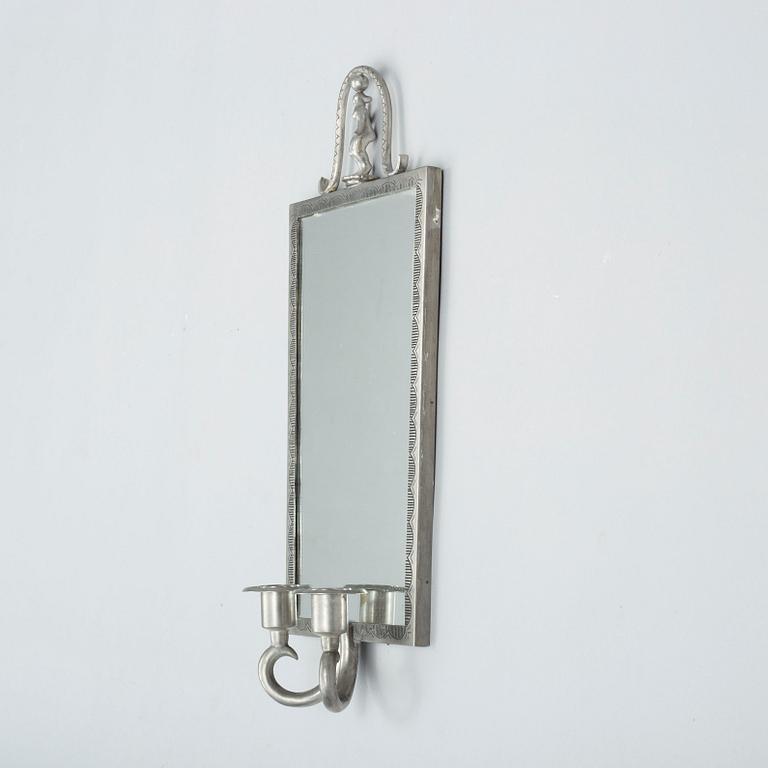 EDVIN OLLERS, a pewter mirror wall sconce from Schreuder & Olsson, probably 1937.