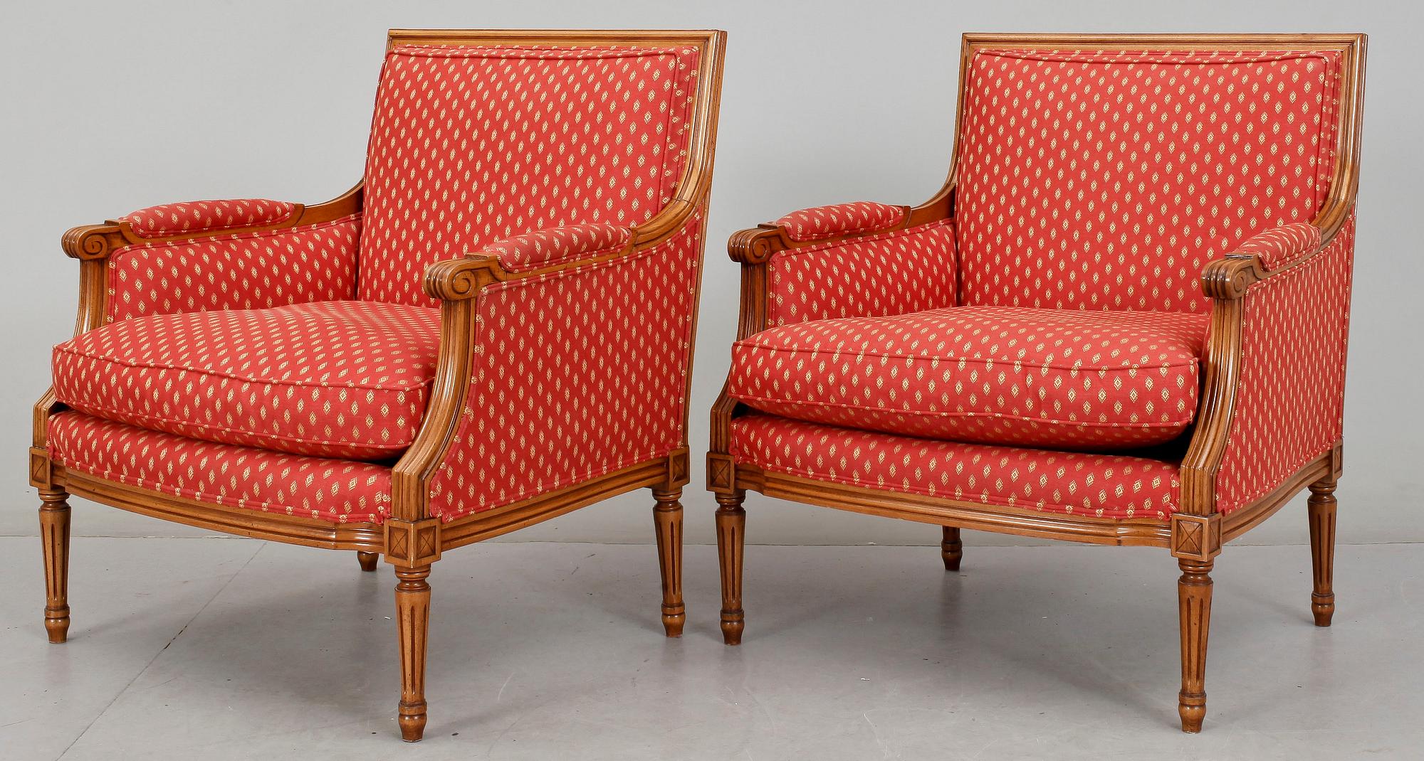 FÅTÖLJER, ett par, gustaviansk stil, 1900-tal.