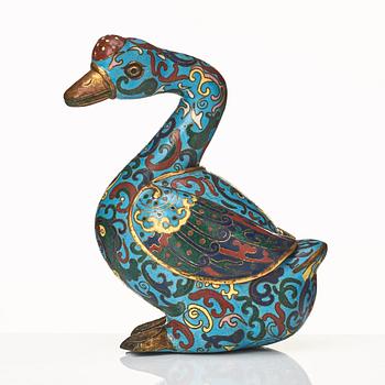 A cloissoné duck, Qing dynasty, 19th Century.