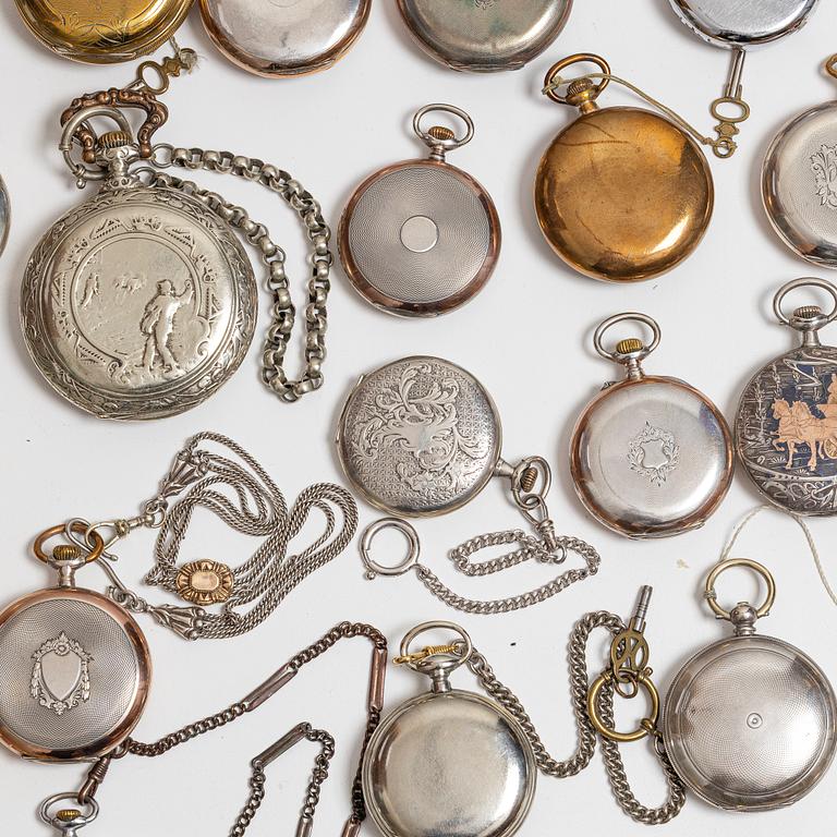 Collection of pocket watches, 63 pieces, "No reserve", various materials.