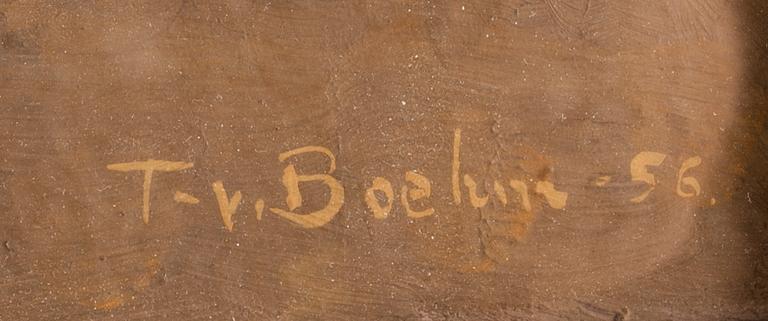 TUOMAS VON BOEHM, öljy levylle, signeerattu T.v.Boehm ja päivätty -56.