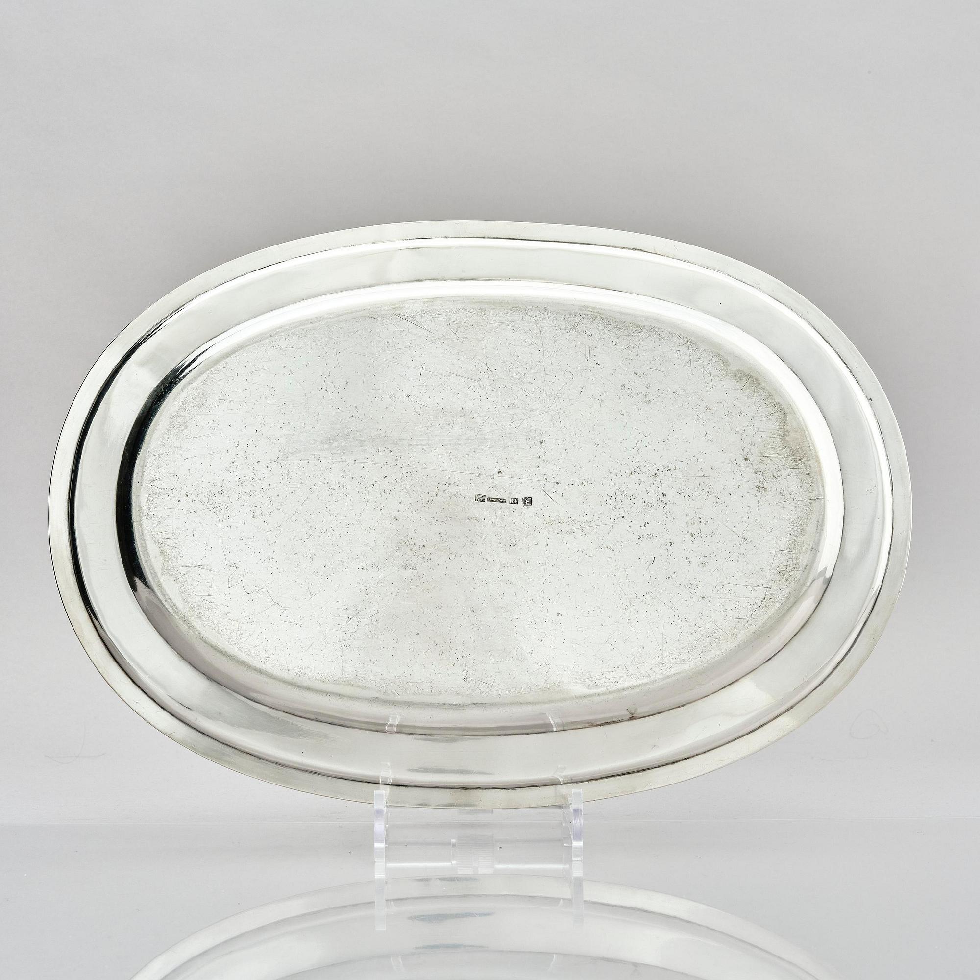 A Lithuanian silver serving dish, mark of Franz Meyer, Vilnius 1860.