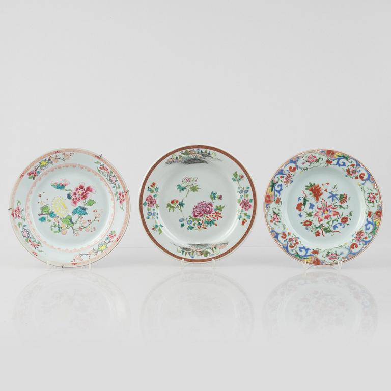 Six export porcelain plates, China, Yongcheng (1723-35) & Qianlong (1736-95).