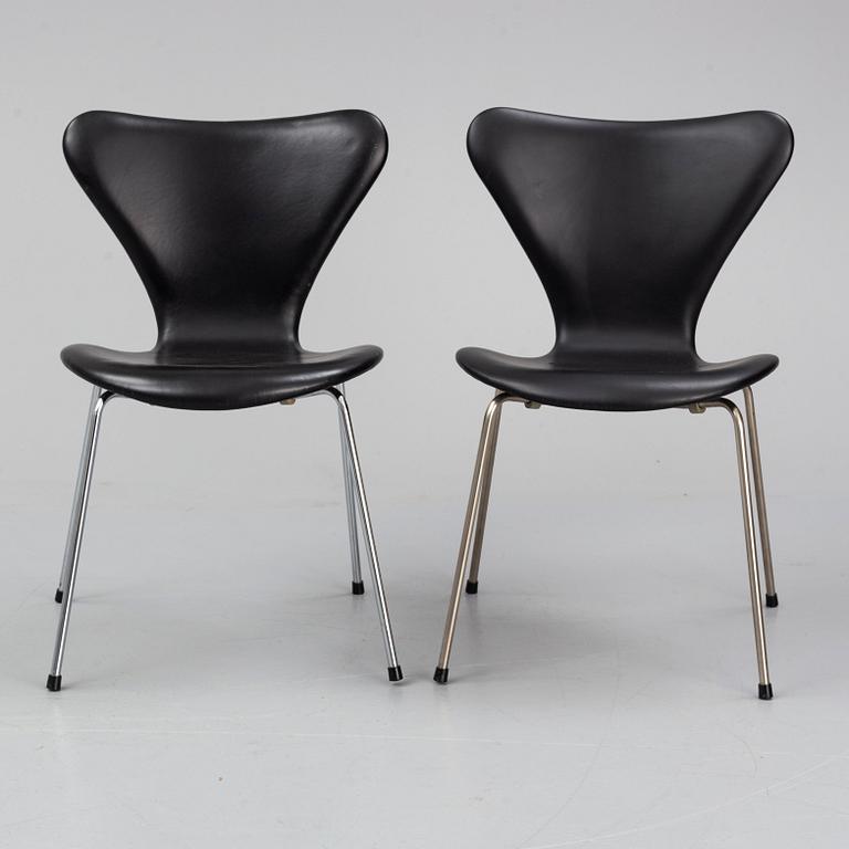 ARNE JACOBSEN, stolar, 10 st, "Sjuan", Fritz Hansen, Danmark.