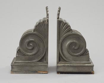 A pair of Edvin Ollers pewter bookends, Sweden 1938.