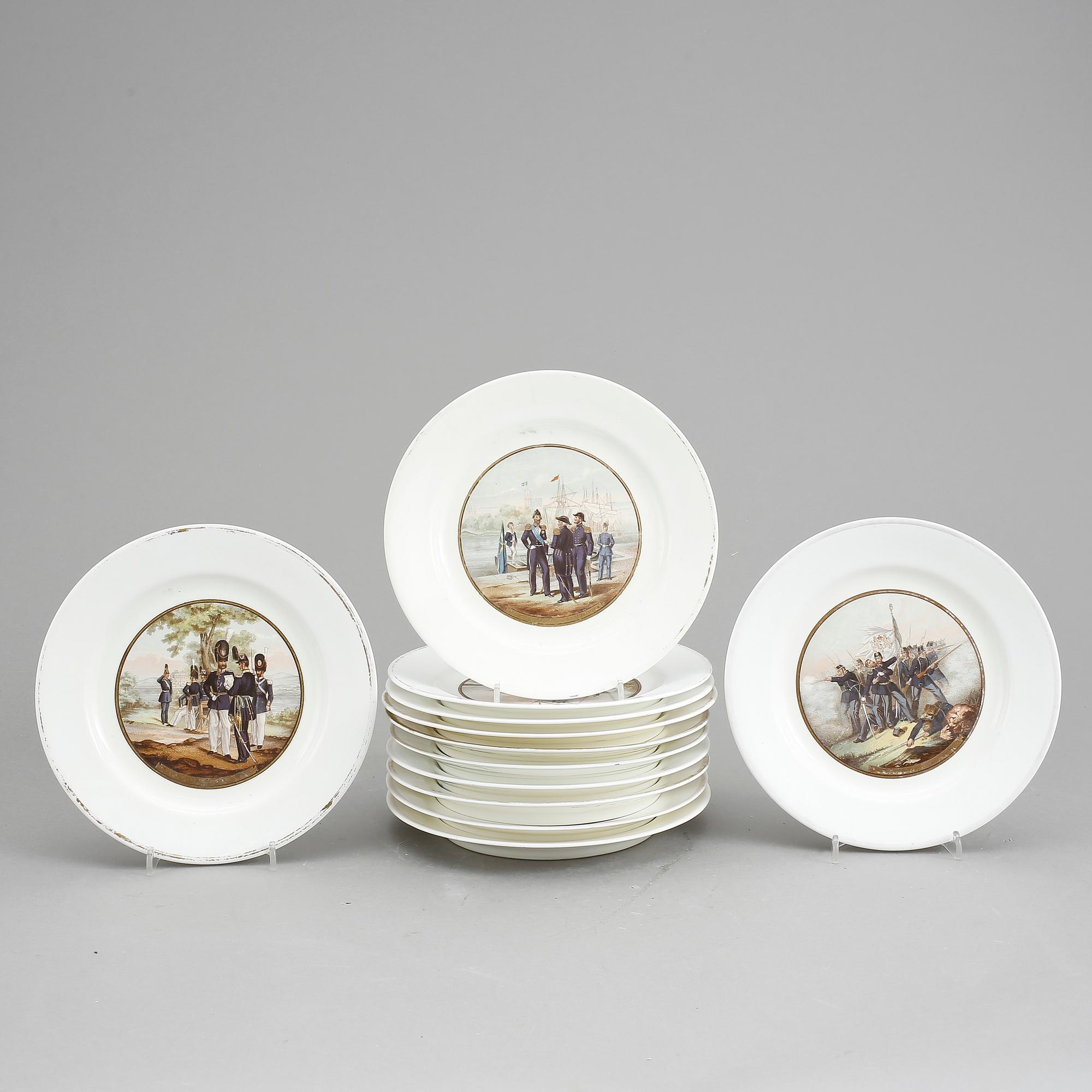 TALLRIKAR, 12 st, porslin, Gustafsberg, 1800-talets slut.