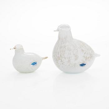 Oiva Toikka, glasfåglar, "Willow Grouse" och "Baby Willow Grouse", signerade.