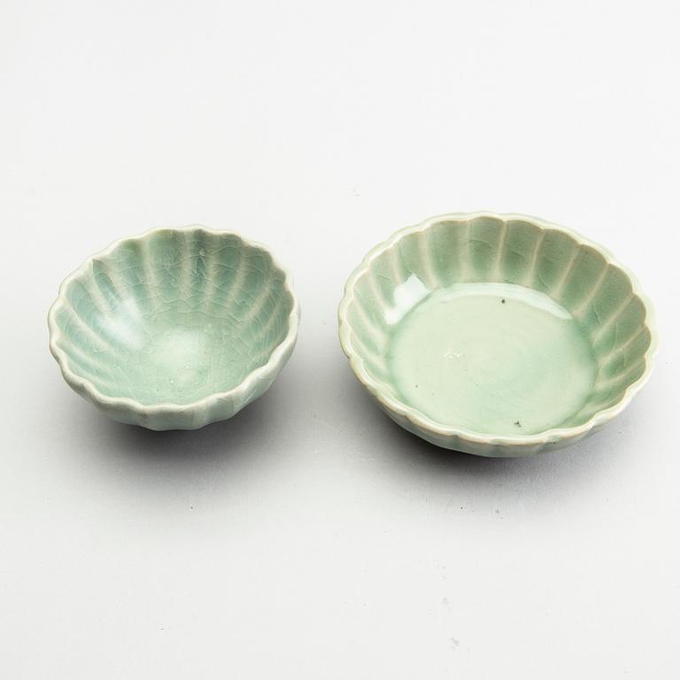 A celadonglazed bowl and dish, Ming dynasty (1368-1644).