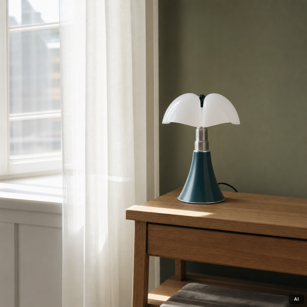 Gae Aulenti, bordslampa, "Minipipistrello", Martinelli Luce, Italien, samtida tillverkning.