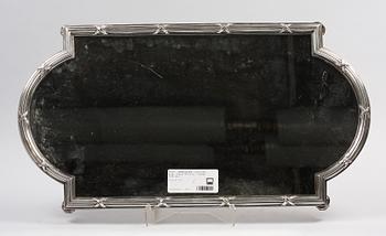SPEGELPLATÅ, nysilver, glas, Louis XVI-stil, Tidigt 1900-tal.