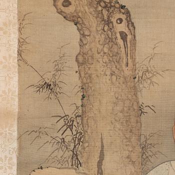 A hanging scroll, ink and color on silk, late Qing dynasty.