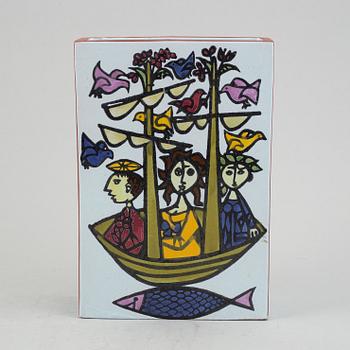 Stig Lindberg, vase and plate, "Karneval", Gustavsberg.