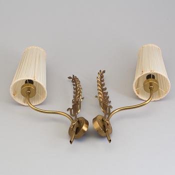 EINAR BÄCKSTRÖM, a pair of brass wall lights, Malmö, 1940's.