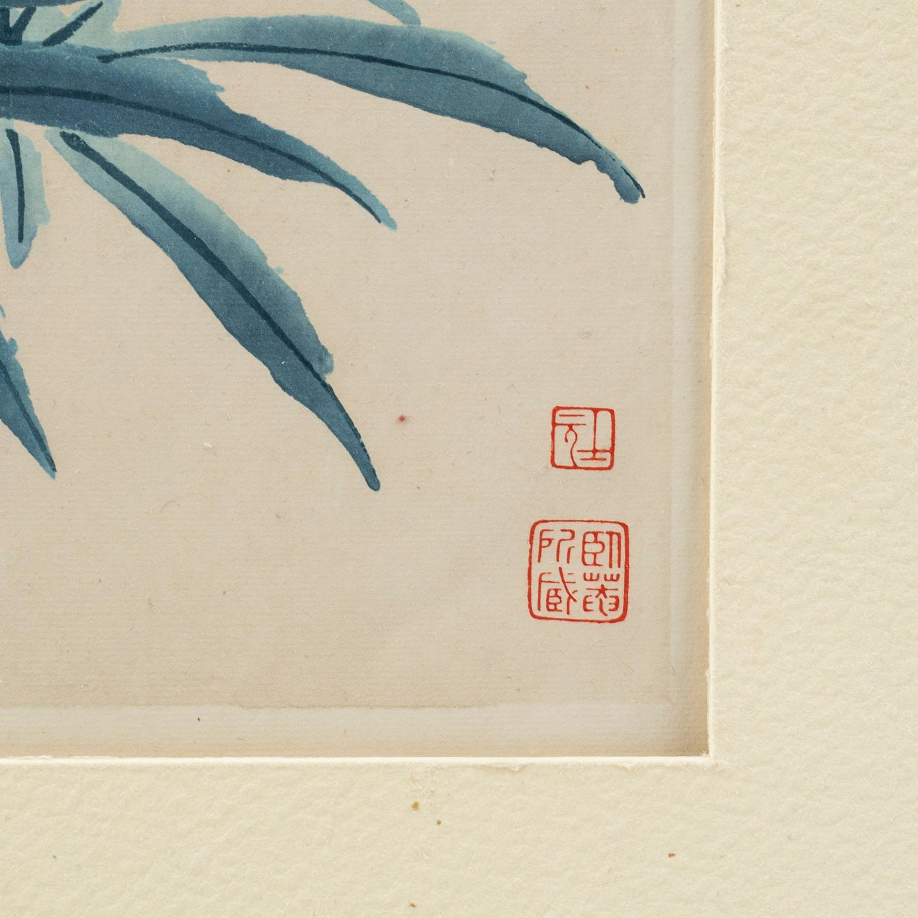 Four Chinese paintings and woodblock prints, ink and color on paper, 20th century.