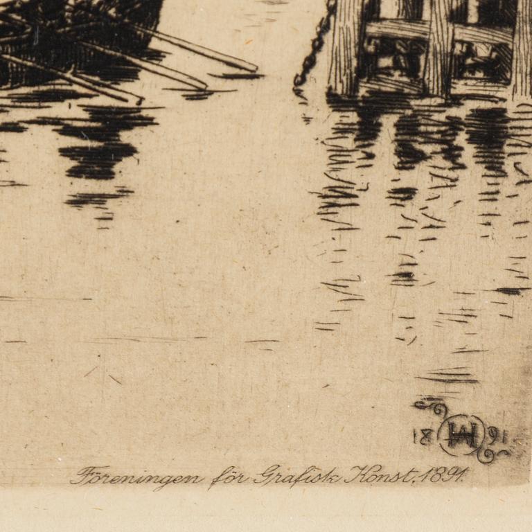 AXEL HERMAN HÄGG, Etching, 1891, stamped signature.