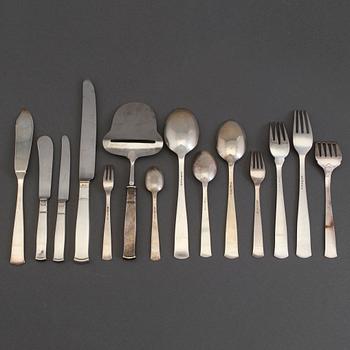 96 pieces of silver tableware by Jacob Ängman for GAB, model "Rosenholm", second half of the 20th century.