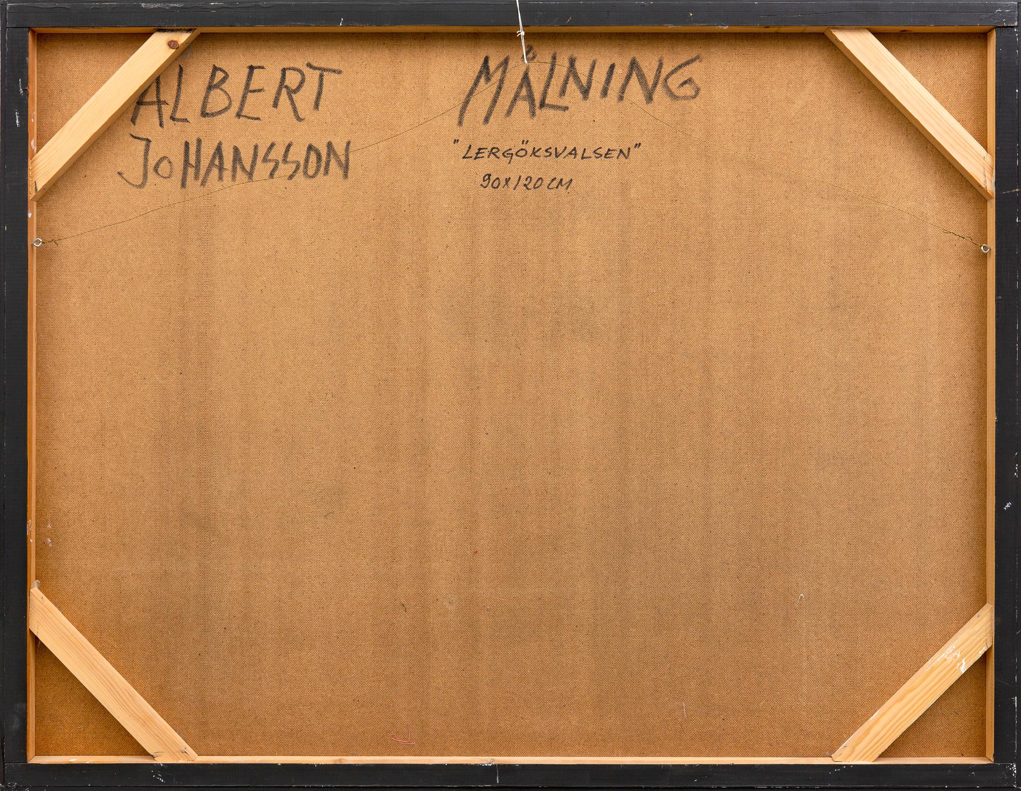 Albert Johansson, olja på pannå, signerad.