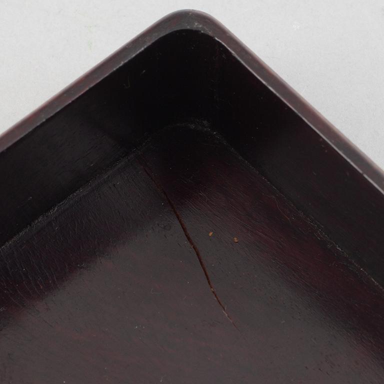 Two Chinese hardwood boxes with nephrite plaques, 20th century.