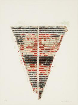 Jan Håfström, lithograph in colours, with watercolour/collage, 1981, signed 55/150.