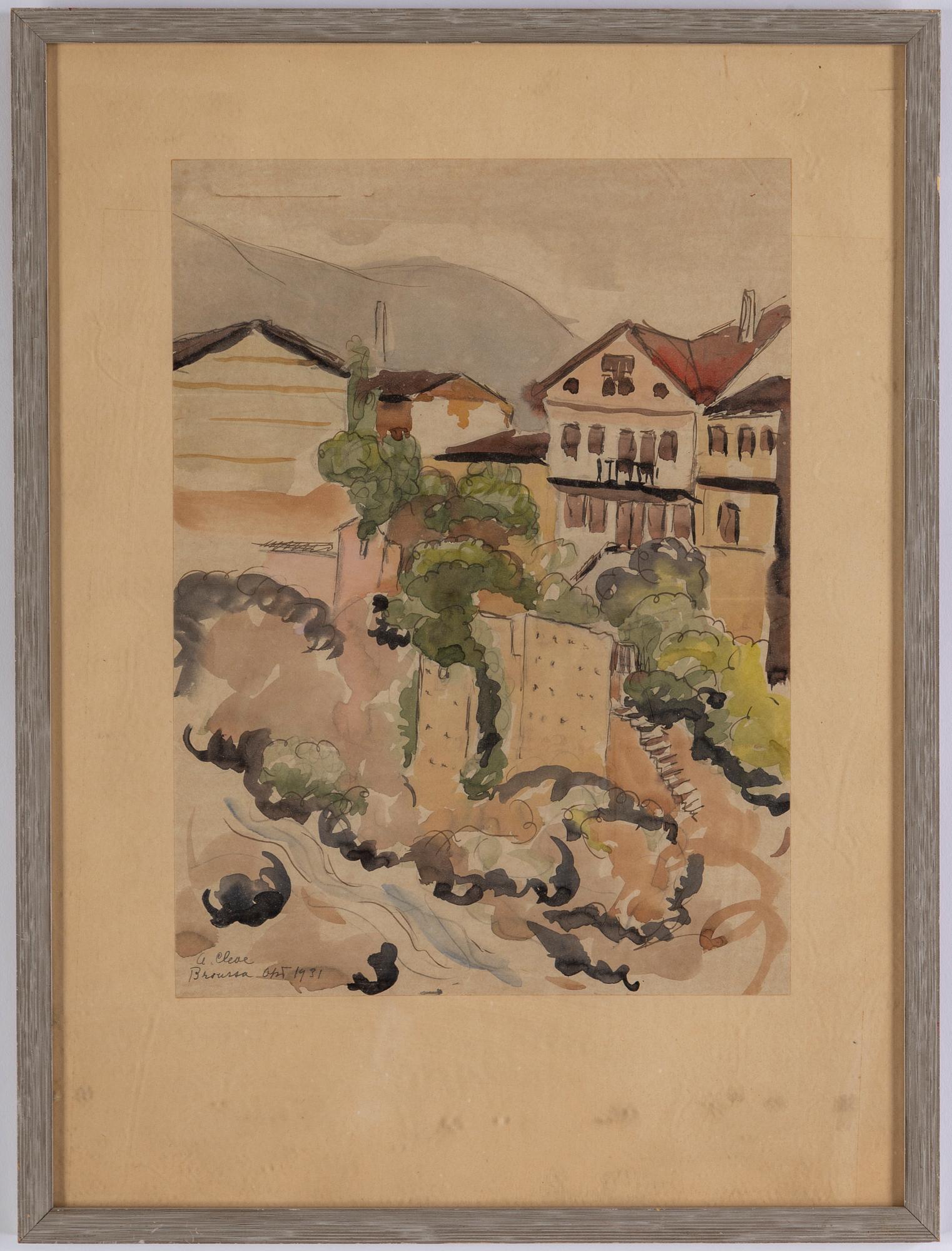 AGNES CLEVE, akvarell, signerad och daterad Broussa okt 1931.