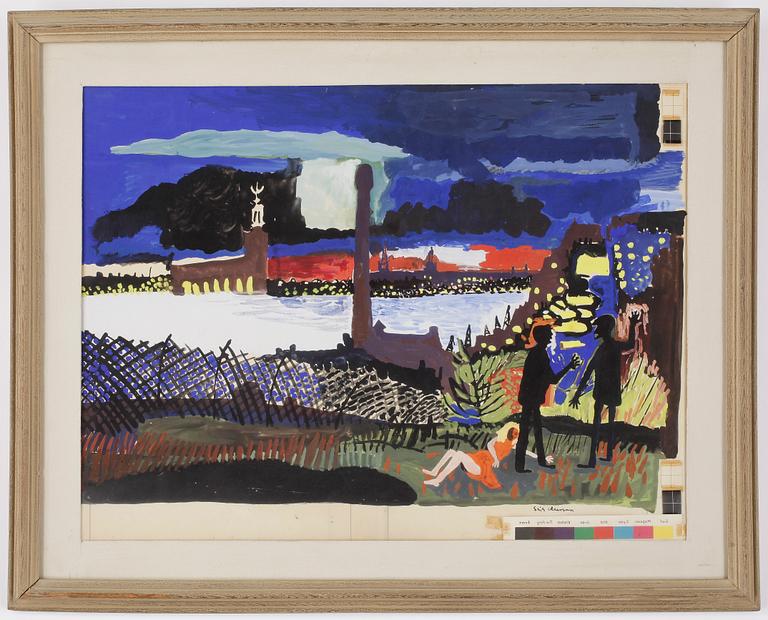 STIG CLAESSON (SLAS), gouache på papper, signerad.