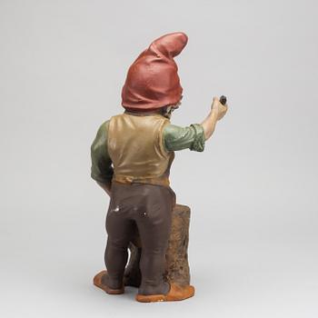 A German painted terracotta gnome early 1900's.