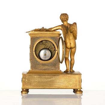 A French Empire ormolu mantel clock, early 19th century.