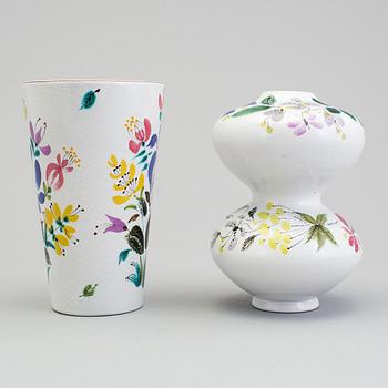 STIG LINDBERG, two faience vases, Gustavsberg 1940s.