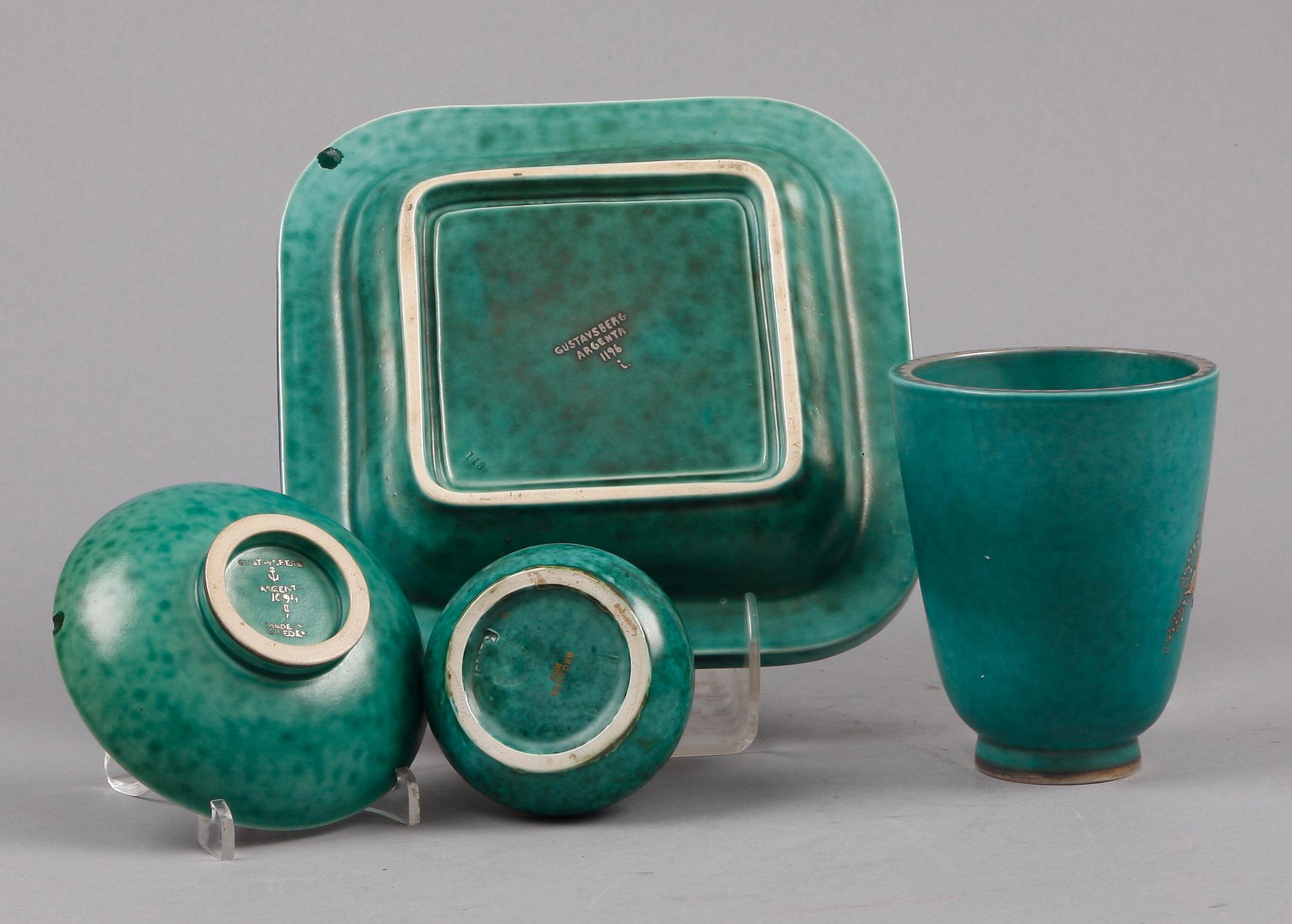 PARTI ARGENTA, 4 delar, stengods. Wilhelm Kåge, Gustavsberg.