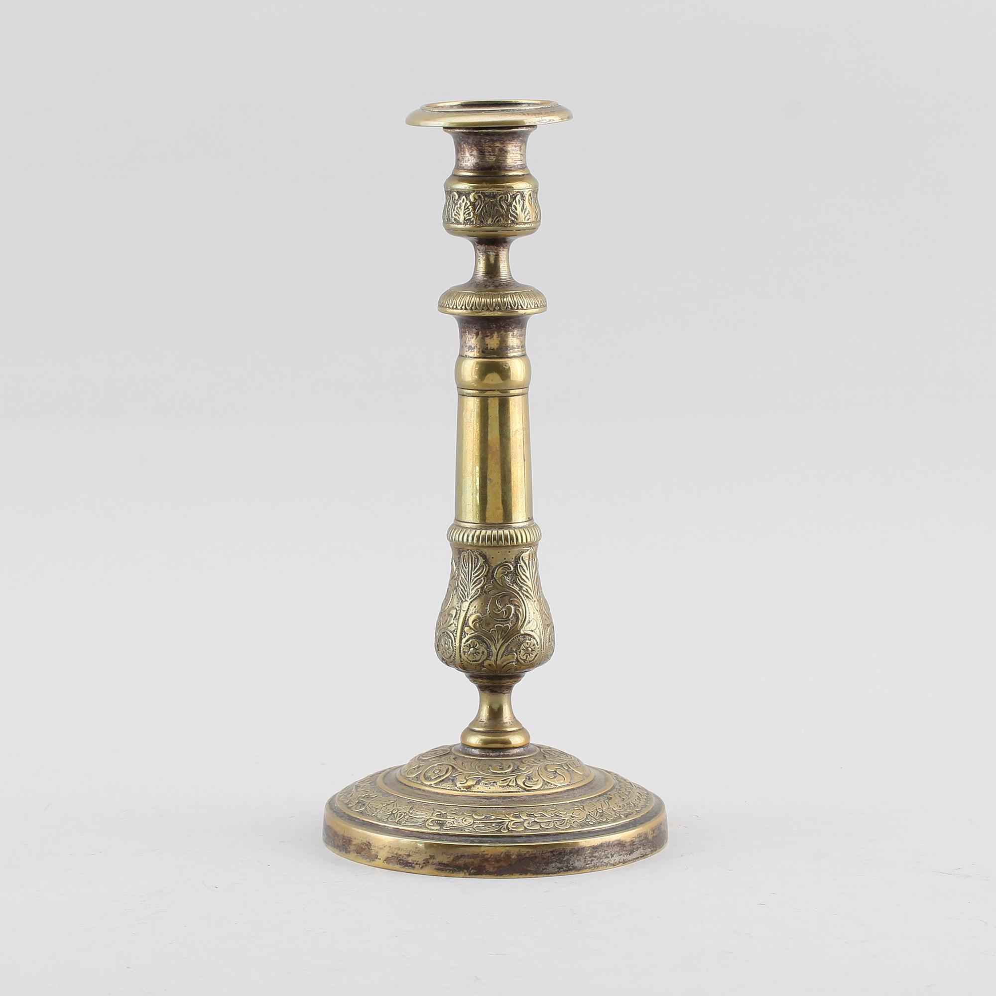 LJUSSTAKE, mässing, empire, 1800-talets första hälft.