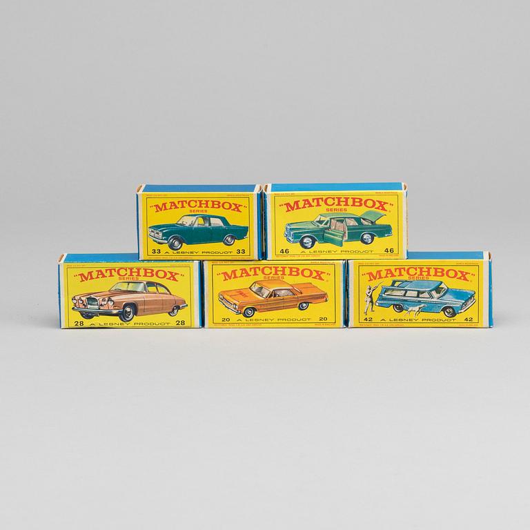 FIVE LESNEY MATCHBOX SERIES CARS.