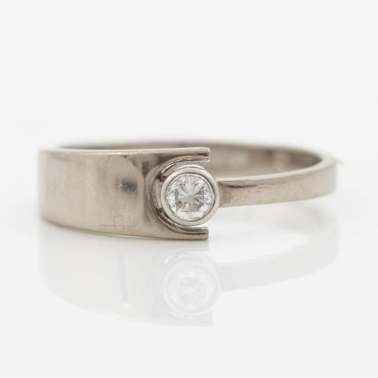 Lapponia, ring 18K white gold set with a round brilliant-cut diamond, Finland 1973.