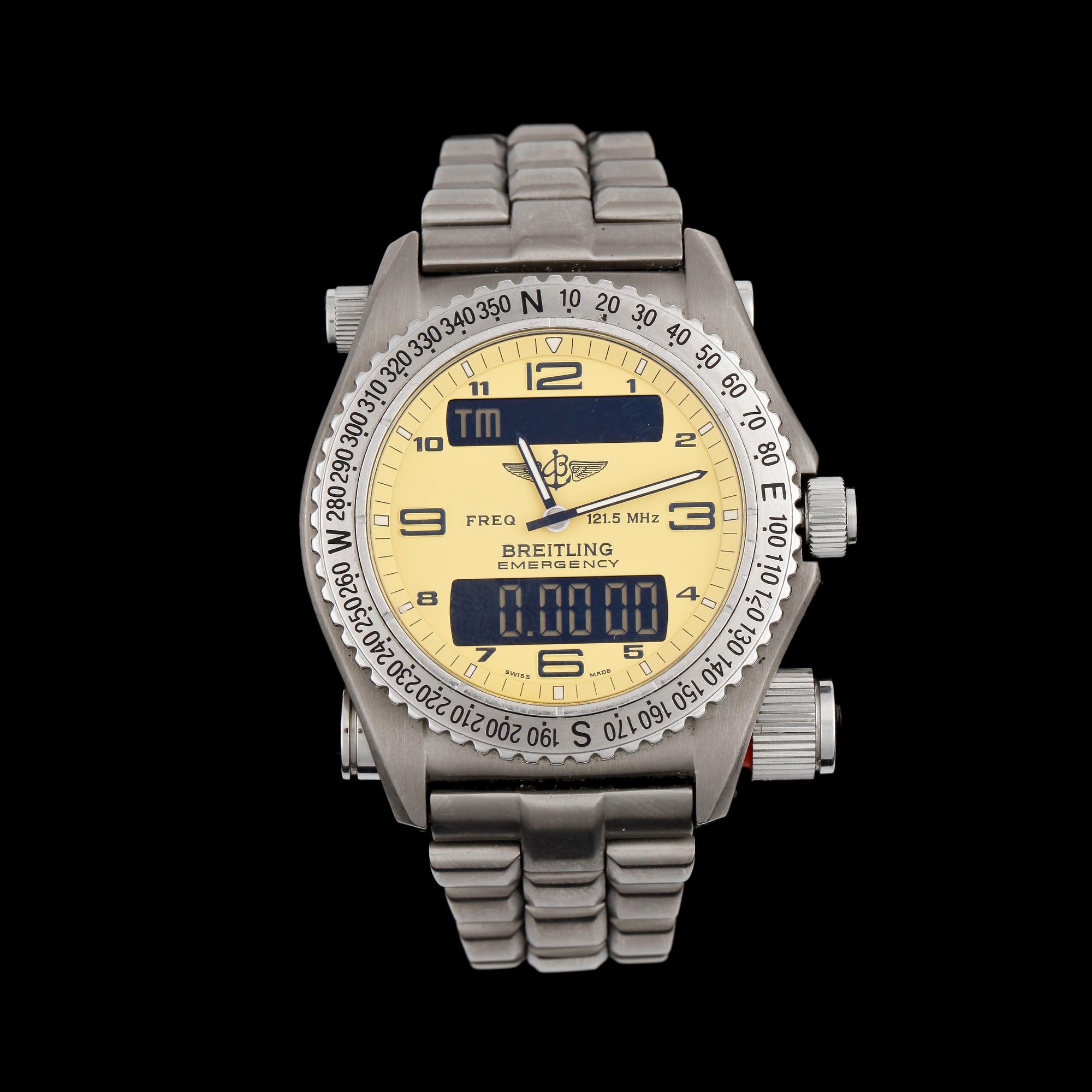 ARMBANDSUR, herr, Breitling Emergency, E56121.1, titan, omkring 2000.