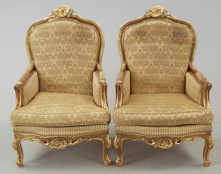 BERGÈRER, ett par, rokokostil, 1900-tal.