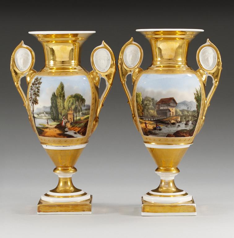 A pair of Empire vases, French/German.