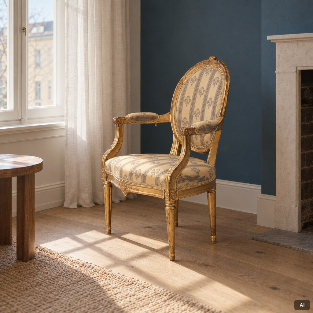 A Gustavian armchair, late 18th century.