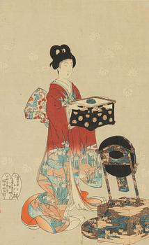 Toyohara Chikanobu, 'Changing Clothes' (Omeshikae), from the series 'Chiyoda Inner Palace' (Chiyoda no Ôoku).