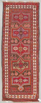 A Semi-antique oriental runner, probably Caucasian. Around 261 x 100 cm.