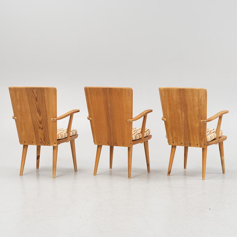 Göran Malmvall, armchairs 3 pcs, Svensk Fur, mid-20th century.