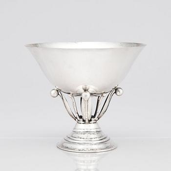 Johan Rohde, an 830/1000 silver bowl on a stem, Georg Jensen, Copenhagen, Denmark, 1918, design nr 6.