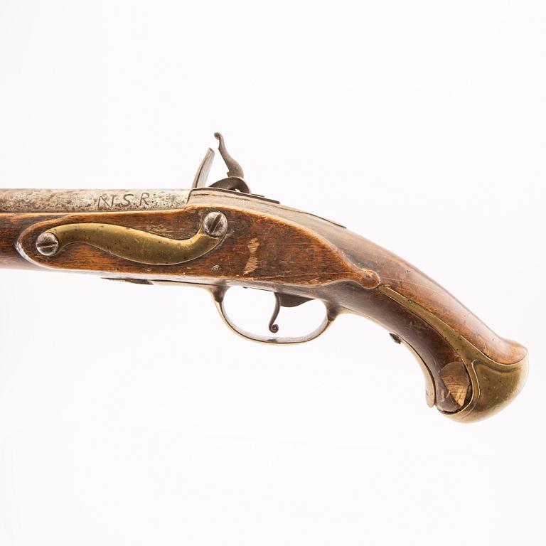 A Swedish cavalry flintlock pistol 1738 pattern.