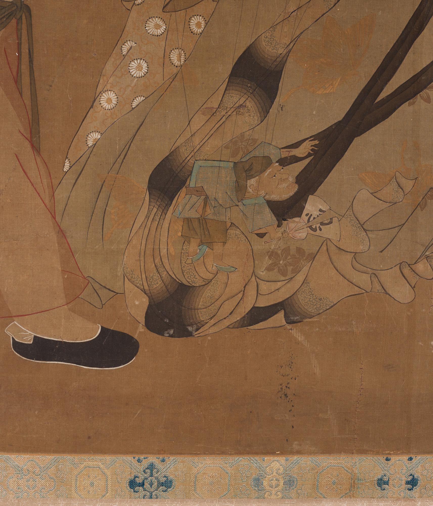A large scroll painting by anonymous artist, ink and colour on silk, Qing dynasty, 18th century.