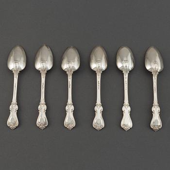 A set of six Swedish 19th century dessert-spoons, mark of Gustaf Möllenborg, Stockholm 1850-1854.