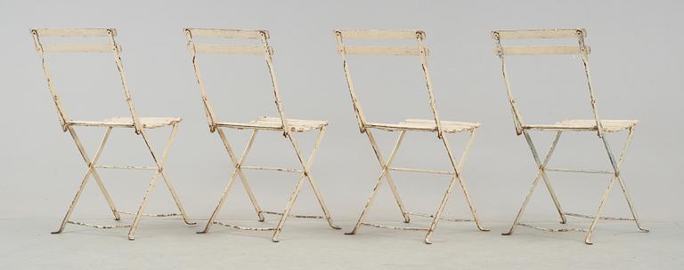 TRÄDGÅRDSSTOLAR, sannolikt Frankrike, 4 st, 1900-talets första hälft.