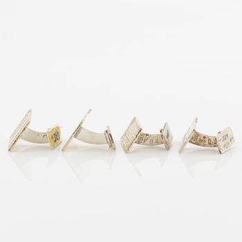 Lars Arby, fyra par manschettknappar, sterlingsilver och silver, Göteborg  bland annat 1964 och 1973.