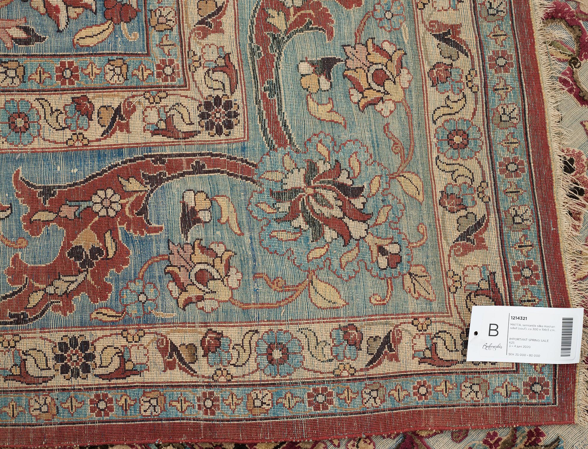MATTA, semiantik silke Keshan relief (souf), ca 300 x 199,5 cm.